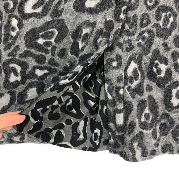 Riani Women's Size 12 Grey Animal Print Angora Blend Sweater Knit Long Sleeve - Picture 14 of 15